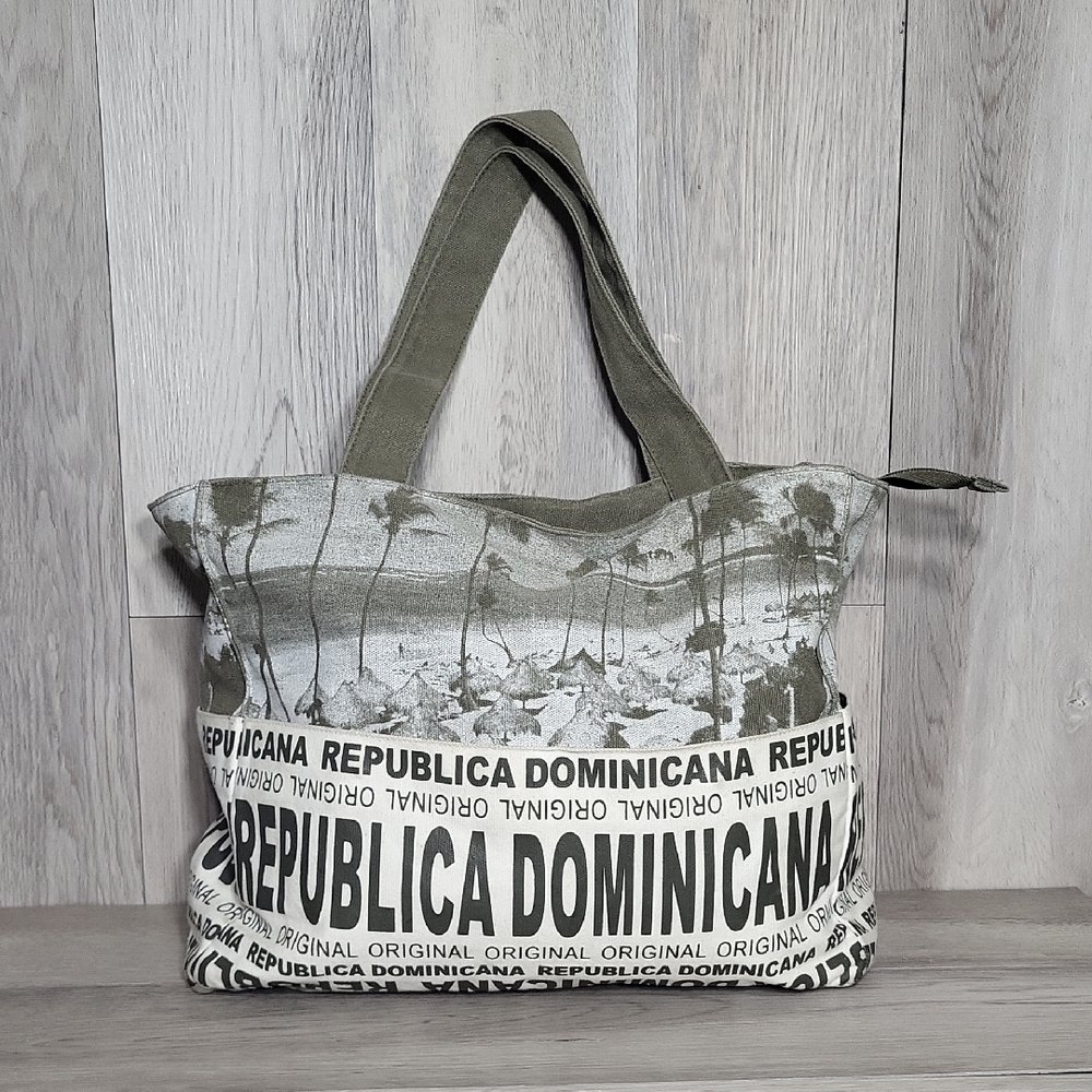 Robin Ruth Dominican Republic Beach Tote Pockets Canvas Travel‎ Bag